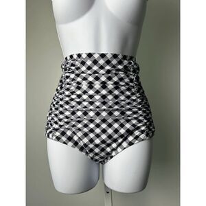 Unique Vintage Black & White Gingham Monroe Bikini BOTTOM S